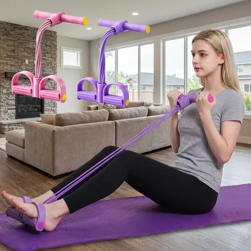 6-Tube Resistance Band Set with Foot Pedals, Portable Exercise Bands, Compact Lightweight Workout Equipment for Home Gym & Travel, 16.53in L x 9.64in Exercise Gear for Training,sohochic