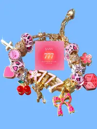 Leopard Print Cherry Charm Bracelet, Star Girl Cross Bracelet, Lucky Number 777 Bracelet, Cherry Tooth Bracelet, Pool Ball 7 Bracelet