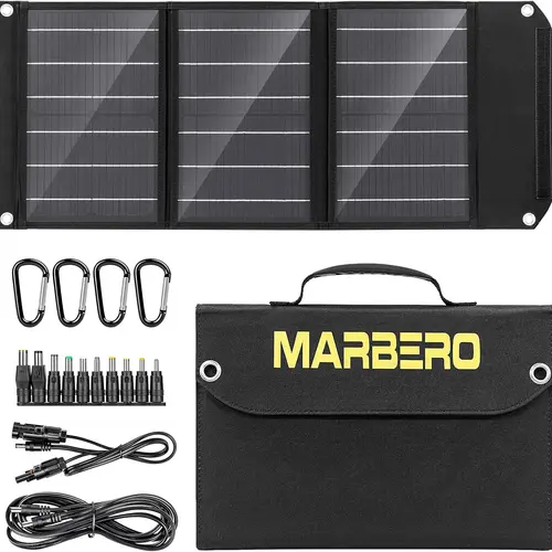 MARBERO 30W Fast Charge Portable Solar Panel - 23% High Efficiency Foldable Solar Charger with QC3.0 USB, DC Dual Ports, IP65 Waterproof, Compatible with Cell Phones, iPad, Laptops for Camping, Outdoor Use,sohochic