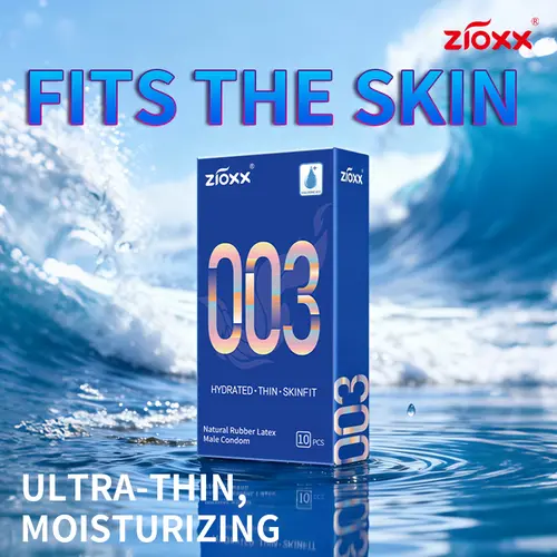 Zioxx 003 Ultra Thin Standard Condoms for Men, Everyday Hydrating Hyaluronic Acid Lubricated, Flexible Skin-Fit Natural Latex, 52mm, 10 Count#sohochic