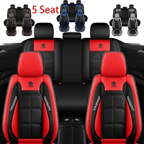 High-Quality PU Leather 5-Seat Rear Full Set Car Back Seat Cover, All-Season Wear-Scratch Resistant Full Coverage Protection, Automotive Interior Car Accessories