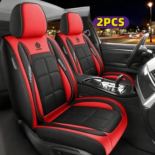 2PCS High-End Smooth PU Leather Car Seat Accessories - Water-Resistant, Wear-Resistant, Soft, Comfortable Automotive Upholstery Cushions for 5-Seat Cars with Comprehensive Protection