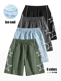 Men's shorts, Ice cooling quick-dry sport casual pants, stylish leisure shorts, nylon fabric, anti-pilling, abrasion-resistant, comfortable and breathable, fashionable pattern design, suitable for outdoor leisure sports exercise, men's daily casual shorts