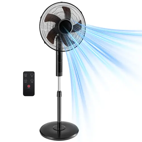 Pedestal Fan with Remote for Bedroom, Living Room, Office, Adjustable Height, 3 Speeds, 3 Modes, Timer, Tilt Head
