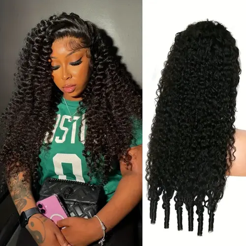 Bling Hair 180% Density Burmese Curly Human Hair Wigs 13x6 HD Transparent Lace Frontal Wig with Spiral End Natural Black Color Wig For Black Women, Curly Hair,sohochic