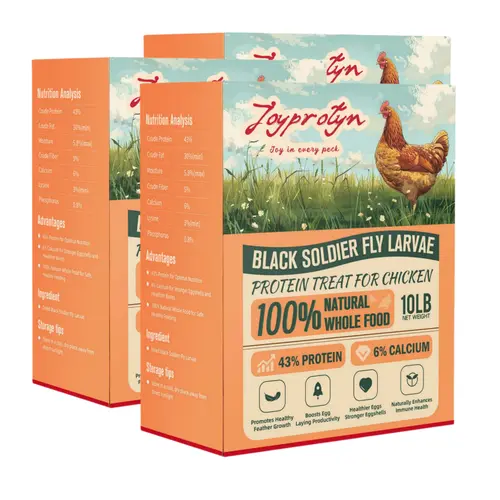 Joyprotyn 30LB Non-GMO Plant-Fed Black Soldier Fly Larvae Supplies, Natural Crispy Texture Whole Food for Chickens, Geese, Ducks, High Protein-Calcium Treat, 85X More Calcium Than Mealworms, Supports Strong Eggshells, Healthy Growth, Goose,sohochic