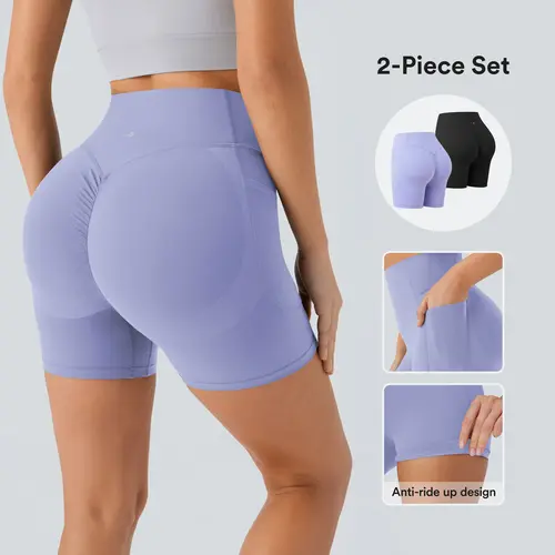 Halara 2-Piece UltraSculpt High Waisted Scrunch Butt Lifting Tummy Control Pocket Shaping Workout Biker Shorts Set #BackToSchool
