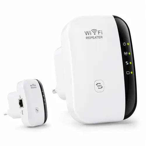 WiFi Extender Signal Booster 300mbps, WiFi Range Extender, Wireless Internet Repeater, Long Range Amplifier with Ethernet Port, Access Point, 1-Key Setup, Alexa Compatible