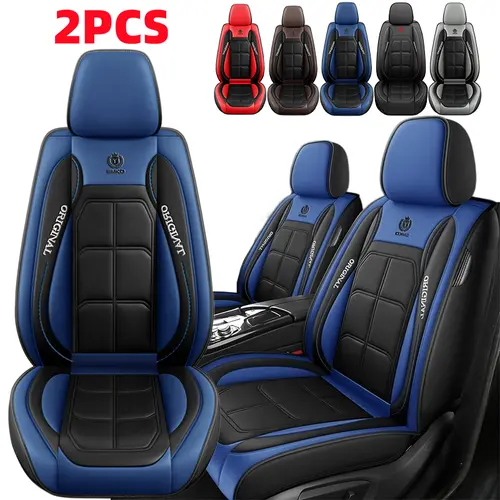 Lumbar Pillow 2PCS Car Seat Covers in High-Quality PU Leather Water-Resistant for Driver & Passenger Front Seats All-Season Interior Protection