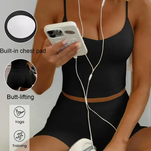 Versatile Halter Short Pants, Sporty Slim Fit Slimming Daily Casual Two-Piece Set, Stretchy Suit Set, Comfortable and Stylish Summer, Workout Sportswear, Exercise clothing set, Athleisure Summer Clothes