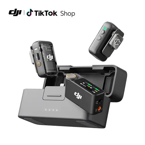 DJI Mic 2 (2 TX + 1 RX + Charging Case), All-in-one Wireless Microphone, Intelligent Noise Cancelling, 32-bit Float Internal Recording, 250m (820 ft.) Range, Microphone for iPhone, Android, Camera