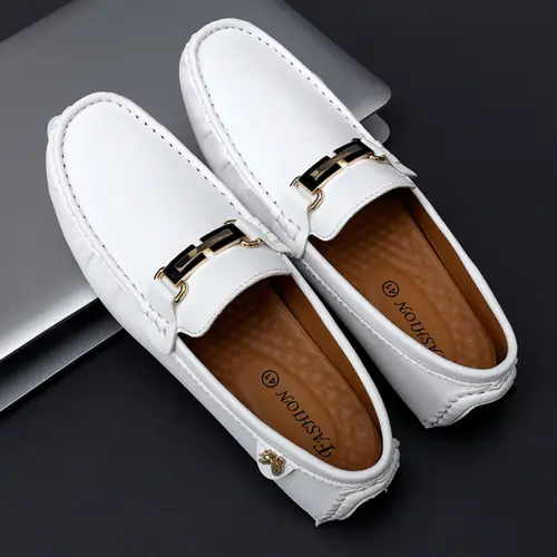 Leather Round Toe Loafers for Women & Men, Casual Slip-On Flat Shoes, Durable Leather Material, Perfect for Daily Wear, Stylish Design, Fashionable Loafers, Footwear, PU Leather Loafers