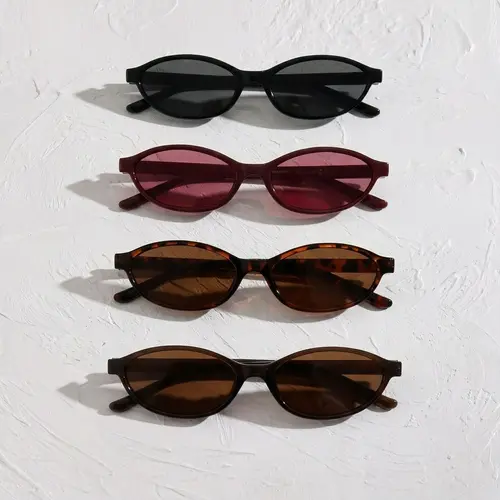 4 Pairs Women's Oval Small Frame Sunglasses, Casual Style Eyewear, Suitable for All Seasons, Ideal for Outdoor Activities, Parties and Beach