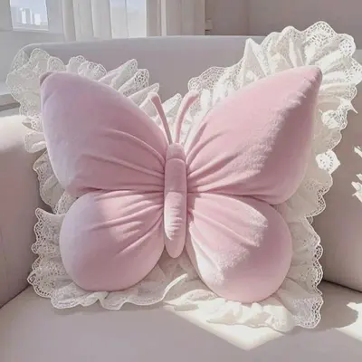Butterfly-Shaped Lumbar Support Pillow - Soft Floral, Butterfly Design, Living Room Decor, Aesthetic Room Decor, Office Support, Camping & Hiking Hammock Accessory