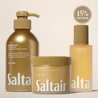 Saltair Golden Hour Body Rituals Set - Oil-Infused Body Wash (17 fl oz), Nourishing Body Oil (4 fl oz) & Multi-Lipid Body Butter (10 oz) Bundle for Soft, Glowing Skin -  Radiant Sunflower, Juicy Pineapple, Fresh Coconut