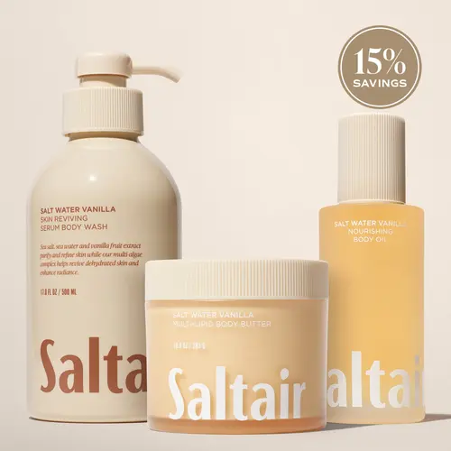 Saltair Salt Water Vanilla Body Rituals Set - Serum Body Wash (17 fl oz), Nourishing Body Oil (4 fl oz) & Multi-Lipid Body Butter (10 oz) Bundle for Soft, Glowing Skin -  Vanilla, Sea Salt, Creamy Sandalwood