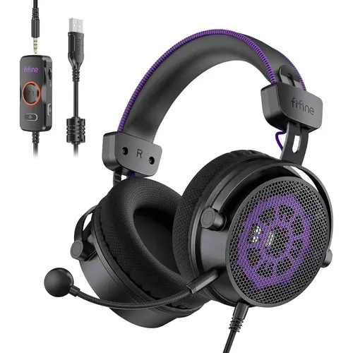 Fifine AmpliGame H18V Lite Gaming Headset - Open-Back, 7.1 Surround Sound, Expansive Open Audio, USB/3.5mm Dual Wired Connection, Detachable Mic, Multi-Platform Headset for Gaming (PC, PS5, PS4, Laptop)
