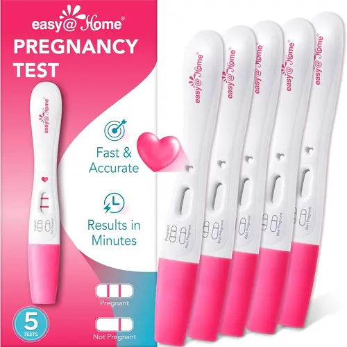 Easy@Home 5 Pack Pregnancy Test: Early hCG Detection - Smart Timing, Fast Results, Easy to Use At-Home Tests with Love Heart Indicator for Women