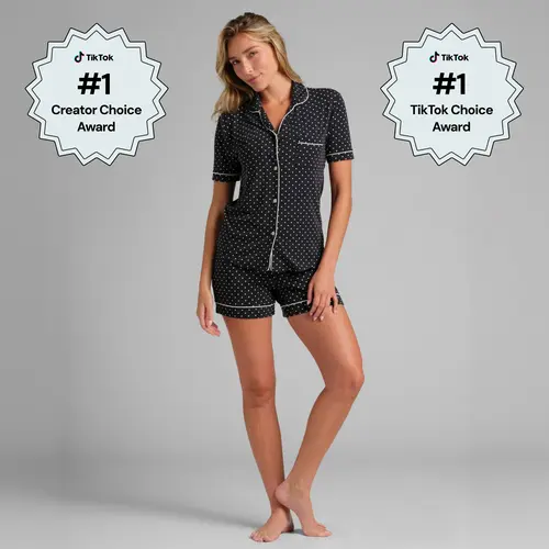 Comfrt | Luna Lounge Short Sleeve PJ Set | Jersey Knit Short Sleeve Matching Pajama Set