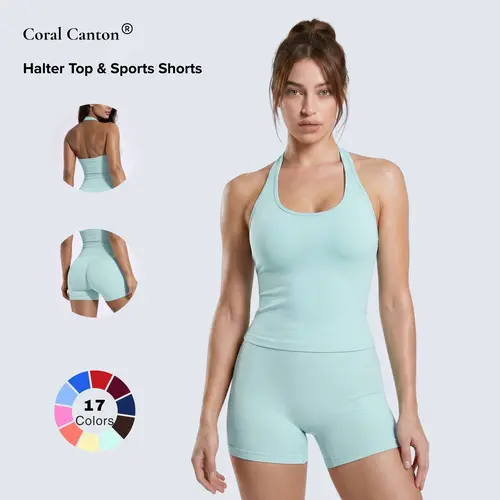 Coral Canton Seamless One Shoulder Bra & Shorts Set SohoChic