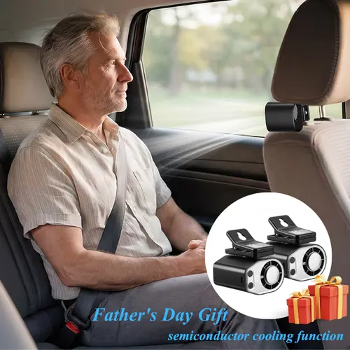 【Summer Survivals 】Joytutus 2026  Car Clip-On Fan with LED Display, 360° Rotation, 100 Adjustable Speeds, USB Rechargeable, 16℃ Semi-Cooling, Wide Clamp, 20Hr 3000mAh Battery, Personal Automotive Cooling Fan