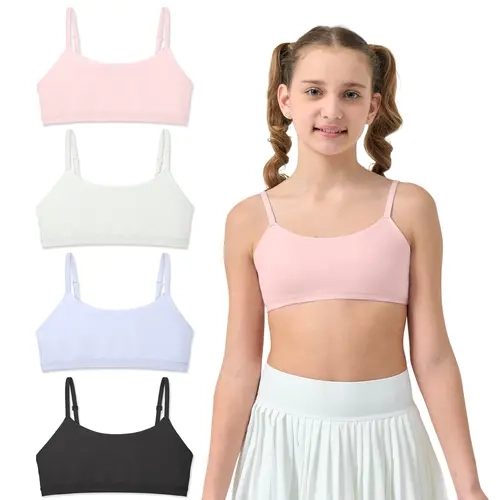 Sascina Girls Soft First Bra with Natural Fit, Training Bras for Girls 7-8, 8-10, 10-12 Cami with Double-Layer Lined Fabric [203],sohochic