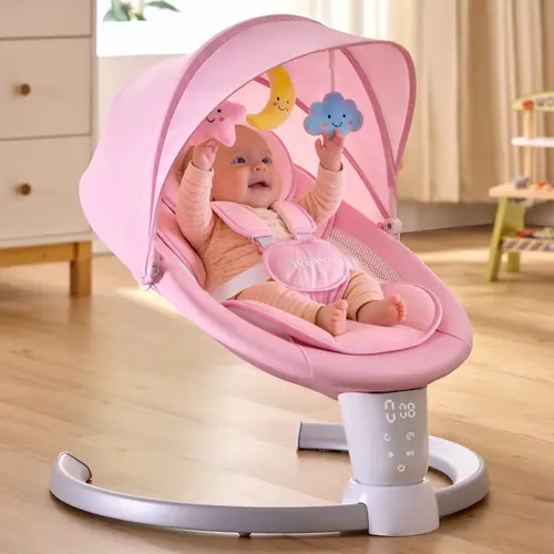 [sohochic] HARPPA Weddell Electric Baby Swing for Infants, Baby Items with 5-Point Harness, 5 Motion Levels, Remote & Touch Controls, Built-in Melodies, Portable Design
