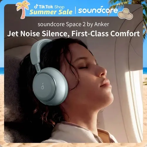 soundcore Space 2 by Anker, Active Noise Cancelling Headphones, Comfortable Fit, 50H Playtime, LDAC HiRes Wireless Audio, Dual Connection, Clear Calls, Bluetooth 6.1, Nap Mode, Wearing Detection #tiktokshopsummersale