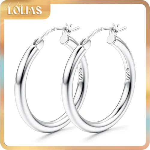 LOLIAS Women's S925 Sterling Silver Post Hoop Earrings, 14 Karat Gold Plated 3mm Chunky 925 Jewelry, Hypoallergenic Lightweight Fashion Accessories for Women (15/20/30/40/50/60/70mm),sohochic