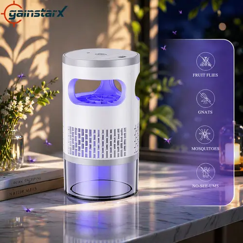 Gainstarx Indoor UV Flying Insect Trap with Suction Fan, USB Rechargeable Bug Trap with Removable Collection Chamber for Bedroom, Kitchen, Living Room and Office