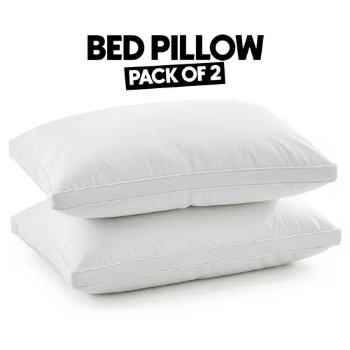Utopia Bedding Gusseted Pillows (2 Pack) - Sleep Cushion with Cooling Fabric, Plush Poly Fill, Plush Neck Cradle, Breathable Ergonomic Cotton Blend, Fluffy Side Sleepers Support, King/Queen Size Great for Hotel-Style Guest Rooms