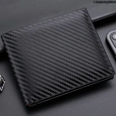 Minimalist Bifold Men's Wallet, Carbon Fiber Texture Card Holder, Zipper Leather Zip Coin Pocket, Slim Fashion Accessory for Daily Use, Minimalist Bifold Wallet, Zipper Leather Wallet
