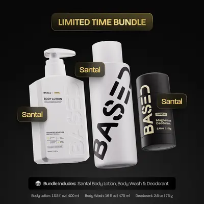 BASED Santal Bodycare Essentials | Bodywash, Body Lotion & Deodorant | Cleanse, Hydrate, Protect | Science-Backed