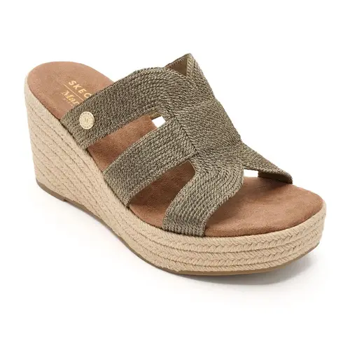 Martha Stewart X Skechers Metallic Jute Slide Wedge Sandals