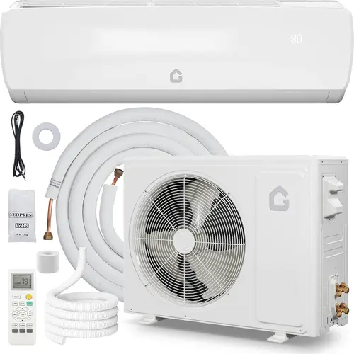 Garvee 9K/11.5K/12K/17K/18K/23K BTU Mini Split AC/Heating System - 19 SEER2 Ultra Efficient Heat Pump,115/ 208/230V Wall Mounted Air Conditioner, Cools & Heats Up to 450/750/1250 Sq.Ft, Includes Installation Kit