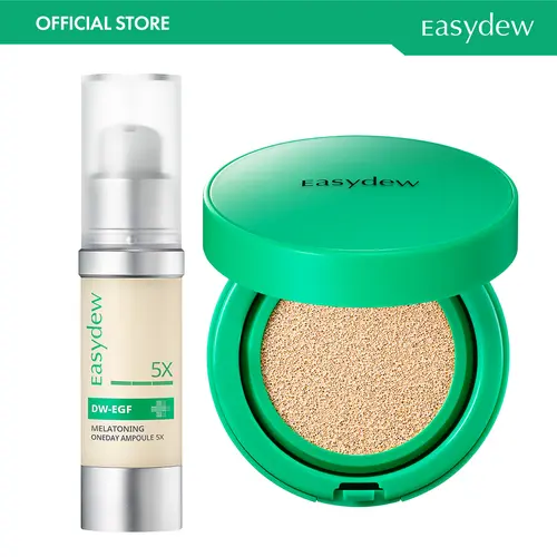 [Easydew] EGF Repair & Glow Daily (Total Anti-Aging) Package - DW-EGF Melatoning Ampoule (Bottle, EGF-1X or 3X or 5X) & DW-EGF Melatoning Ampoule Cushion - Official Product 99% Pure EGF for Uneven Skin - Dark Spot Remover - Korean Skincare Olive Young