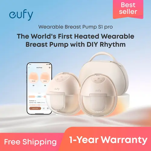 eufy S1&S1 Pro Heated Wearable Breast Pump, Hands-Free Breast Pump with Industry-Leading HeatFlow Tech, App-Controlled OptiRhythm, Hospital-Grade Suction, Leakproof, Slim and Ultra-Quiet for in-Bra Use,sohochic