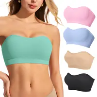 OEAK Women Non-Slip Strapless Bras Supportive Bandeau Bra Comfortable Wireless No Underwire Padded Tube Bra