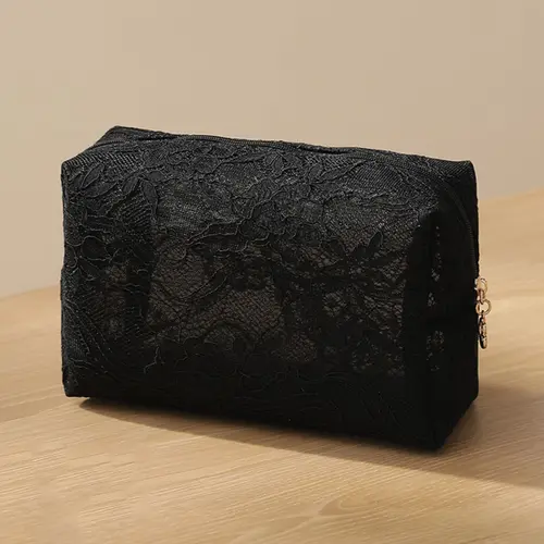 Lace Makeup Bag, Large Capacity Travel Toiletry Bag, Women's Zipper Storage Bag, High-Value Portable Cosmetic Organizer, Travel Beauty Bag