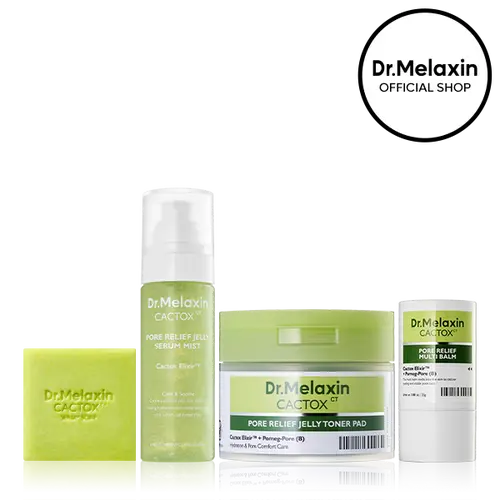 [Dr.Melaxin Official] CACTOX Deep Cleansing & Pore Care 4-Step Set | Cactus Extract & Cooling System for Pore Tightening, Reducing Puffiness, and Skin Repair