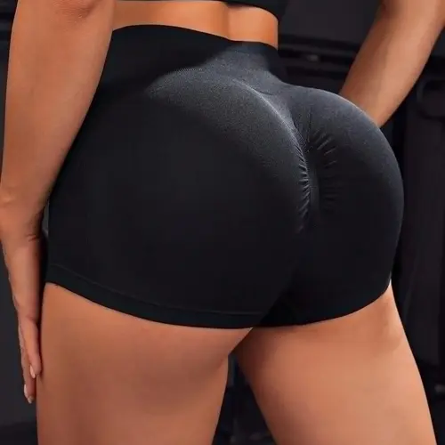 High-Waisted Butt-Lifting Workout Shorts for Women, Seamless Tummy Control Peach Bottom Yoga Pants, Running Sport Tight Three-Quarter Shorts, Stretchy Athletic Shorts