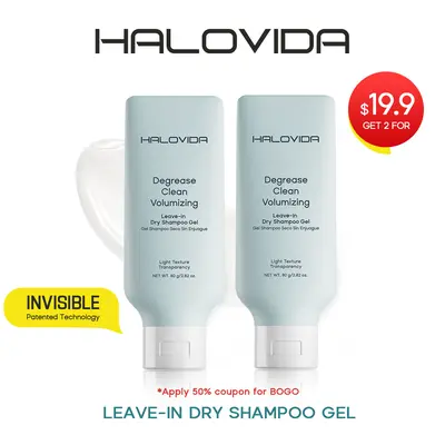 HALOVIDA Leave-in Light Hair Dry Shampoo Gel 2.28oz,No-Rinse Shampoo Gel,Instant Oil Absorption & Invisible Volume Boost,Long-Lasting Oil Control,Soothing & Comfort,Affordable,4D hyaluronic acid,#backtoschool