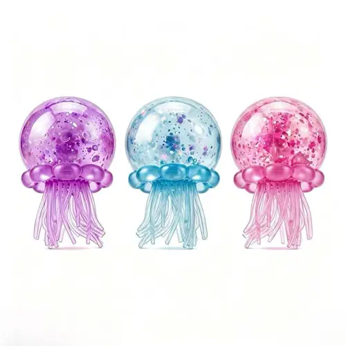 KIDGENIUS Soft Jellyfish Squishies Squeeze Ball - Silent ASMR Cute Stress Relief Toy, Dual-Use Fidget Toy for Neurodivergent Kids' Sensory Play, Ideal Birthday Party Gift, Oddly Satisfying