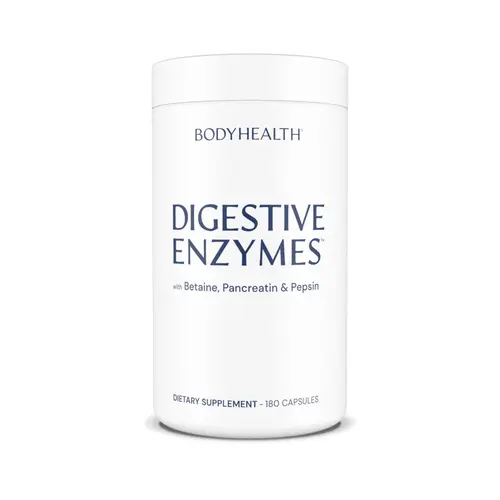 BODYHEALTH Digestive Enzyme Blend Dietary Supplement Capsules - Gut Support with Betaine Hydrochloride, Pancreatin, Pepsin - Gluten Free, Fragrance Free, Easy to Take (180 Count) - Boosts Nutrient Absorption