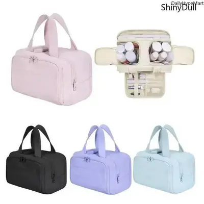 High-Capacity Waterproof Cosmetic Travel Bag - Portable Travel Makeup Storage Organizer, Multi-Functional Handheld Toiletry Pouch, Cosmetic Travel Bags
