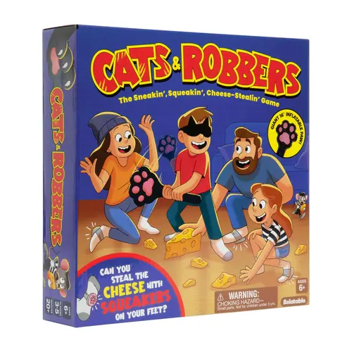 Cats and Robbers by Relatable - Can You Steal the Cheese Without Getting Caught. An Up and Active Family Games and Kids Games Pick - Includes 1 Inflatable Paw, Cheese, Squeaky Mice Feet and More.