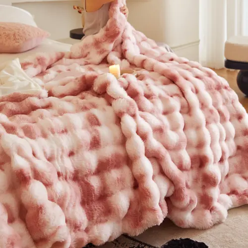 【FallPickDeals 】ROSEKIND Cloud Throw Blanket-Cloud Like Weighted Faux Rabbit Fur Plush Blanket, Ultra Soft Fluffy Fleece Throw for Stress & Anxiety Relief, soft elastic breathable,Thick Warm Cozy Blanket for Couch, Bed, Travel & Relaxation,Great Gift Idea