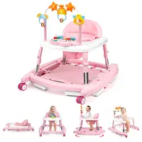 【Deal】5-in-1 Baby Walker for 6-18 Months Infants, Foldable & Adjustable Activity Walker with Bouncer, Music, Feeding Tray & Removable Footrest for Boys & Girls,sohochic