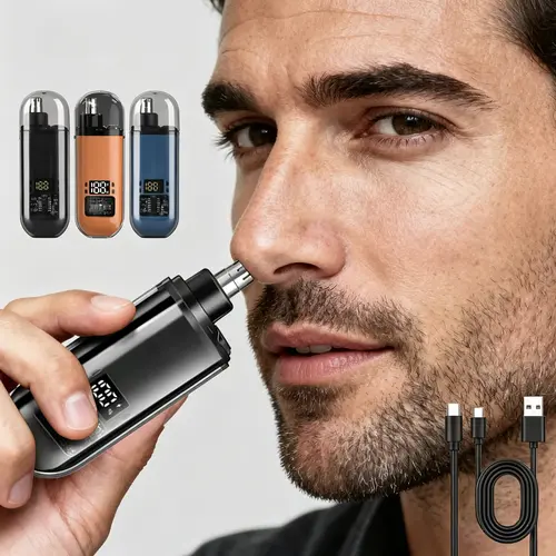 2026 High Quality Cordless Ear and Nose Hair Trimmer for Men, USB Rechargeable Painless Trim Device with LED Display, IPX7 Waterproof Dual Edge Blades, Safe Distance Trimming, Low-Noise 35db Grooming, Compact Portable Easy Cleansing