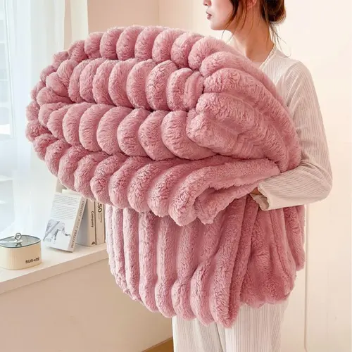 【FallPickDeals 】ROSEKIND Fleece Throw Blanket, Super Soft Blanket, 3D Stripe Texture Fluffy Blanket,Anxiety Relief,Dupe,Throw Blanket for Couch, Sofa, Bed, Living Room, Home Decor, All Seasons, Decorative, Gift Idea, Back To School Haul,Dorm Room,sohochic